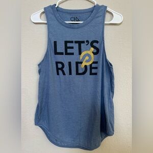 Blue Tank Top with Gold and Black Print